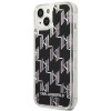 Karl Lagerfeld iPhone 14 - Liquid Glitter Monogram Σκληρή Θήκη με Πλαίσιο Σιλικόνης - Βlack - KLHCP14SLMNMK