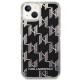 Karl Lagerfeld iPhone 14 - Liquid Glitter Monogram Σκληρή Θήκη με Πλαίσιο Σιλικόνης - Βlack - KLHCP14SLMNMK