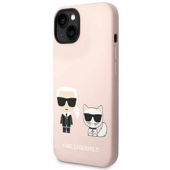 Karl Lagerfeld iPhone 14 Plus Silicone Karl and Choupette Θήκη Σιλικόνης - Light Pink - KLHMP14MSSKCI