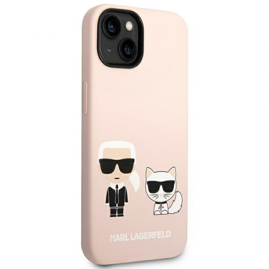 Karl Lagerfeld iPhone 14 Plus Silicone Karl and Choupette Θήκη Σιλικόνης - Light Pink - KLHMP14MSSKCI