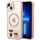 Karl Lagerfeld iPhone 14 Plus - Karl and Choupette Aluminium Magsafe Σκληρή Θήκη με Πλαίσιο Σιλικόνης και MagSafe - Pink - KLHMP14MHKCP