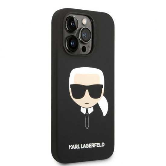 Karl Lagerfeld iPhone 14 Pro Silicone Karl's Head MagSafe Θήκη Σιλικόνης με MagSafe - Black - KLHMP14LSLKHBK