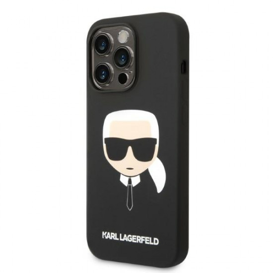 Karl Lagerfeld iPhone 14 Pro Silicone Karl's Head MagSafe Θήκη Σιλικόνης με MagSafe - Black - KLHMP14LSLKHBK