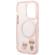 Karl Lagerfeld iPhone 14 Pro - Karl and Choupette Aluminium Magsafe Σκληρή Θήκη με Πλαίσιο Σιλικόνης και MagSafe - Pink - KLHMP14LHKCP