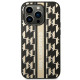 Karl Lagerfeld iPhone 14 Pro Max - Monogram Stripe Σκληρή Θήκη με Επένδυση Συνθετικού Δέρματος και Πλαίσιο Σιλικόνης - Brown - KLHCP14XPGKLSKW
