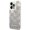Karl Lagerfeld iPhone 14 Pro Max - Liquid Glitter Monogram Σκληρή Θήκη με Πλαίσιο Σιλικόνης - Silver - KLHCP14XLMNMS