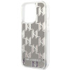 Karl Lagerfeld iPhone 14 Pro Max - Liquid Glitter Monogram Σκληρή Θήκη με Πλαίσιο Σιλικόνης - Silver - KLHCP14XLMNMS