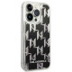Karl Lagerfeld iPhone 14 Pro Max - Liquid Glitter Monogram Σκληρή Θήκη με Πλαίσιο Σιλικόνης - Black - KLHCP14XLMNMK