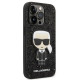 Karl Lagerfeld iPhone 14 Pro - Glitter Flakes Ikonik Σκληρή Θήκη με Πλαίσιο Σιλικόνης - Black - KLHCP14LGFKPK