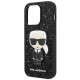 Karl Lagerfeld iPhone 14 Pro - Glitter Flakes Ikonik Σκληρή Θήκη με Πλαίσιο Σιλικόνης - Black - KLHCP14LGFKPK