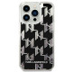 Karl Lagerfeld iPhone 14 Pro - Liquid Glitter Monogram Σκληρή Θήκη με Πλαίσιο Σιλικόνης - Black - KLHCP14LLMNMK