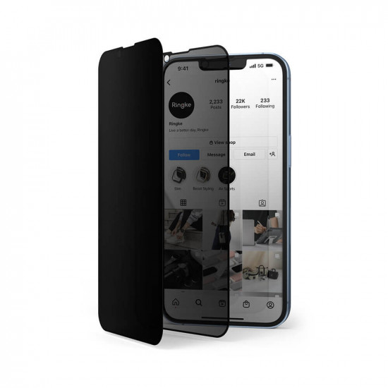 Ringke iPhone 14 Plus / 13 Pro Max Anti-Spy Case Friendly Full Screen Tempered Glass Αντιχαρακτικό Γυαλί Οθόνης - Black