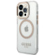 Guess iPhone 14 Pro Max Metal Outline MagSafe Σκληρή Θήκη με Πλαίσιο Σιλικόνης και MagSafe - Gold / Clear - GUHMP14XHTRMD