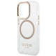 Guess iPhone 14 Pro Max Metal Outline MagSafe Σκληρή Θήκη με Πλαίσιο Σιλικόνης και MagSafe - Gold / Clear - GUHMP14XHTRMD