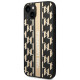 Karl Lagerfeld iPhone 14 - Monogram Stripe Σκληρή Θήκη με Επένδυση Συνθετικού Δέρματος και Πλαίσιο Σιλικόνης - Brown - KLHCP14SPGKLSKW