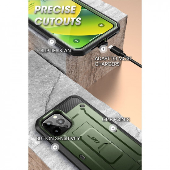 Supcase iPhone 14 Pro Unicorn Beetle Pro Σκληρή Θήκη με Προστασία Οθόνης και Stand - Green