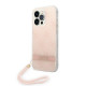 Guess iPhone 14 Pro 4G Print Strap Σκληρή Θήκη με Πλαίσιο Σιλικόνης και Λουράκι - Pink - GUOHCP14LH4STP