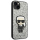Karl Lagerfeld iPhone 14 - Glitter Flakes Ikonik Σκληρή Θήκη με Πλαίσιο Σιλικόνης - Silver - KLHCP14SGFKPG