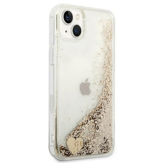 Guess Apple iPhone 14 Plus - Glitter Charms Σκληρή Θήκη με Πλαίσιο Σιλικόνης - Gold - GUOHCP14MGLHFLGO