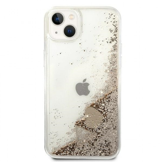 Guess Apple iPhone 14 Plus - Glitter Charms Σκληρή Θήκη με Πλαίσιο Σιλικόνης - Gold - GUOHCP14MGLHFLGO