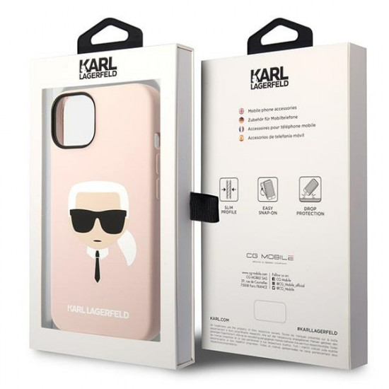 Karl Lagerfeld iPhone 14 Plus Silicone Karl's Head Θήκη Σιλικόνης - Pink - KLHCP14MSLKHLP