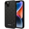 Karl Lagerfeld iPhone 14 Plus - Saffiano Mono Metal Logo Σκληρή Θήκη με Επένδυση Συνθετικού Δέρματος και Πλαίσιο Σιλικόνης - Black - KLHCP14MSAKLHPK