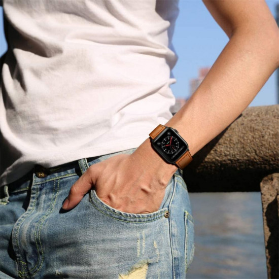 Tech-Protect Λουράκι Apple Watch 2 / 3 / 4 / 5 / 6 / 7 / 8 / 9 / SE - 38 / 40 / 41 mm LeatherFit Δερμάτινο - Brown