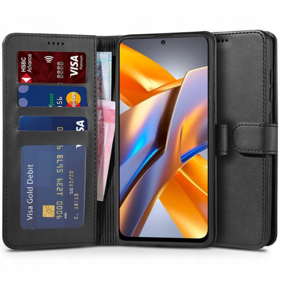 Tech-Protect Xiaomi Redmi Note 10 / Note 10s / Poco M5s Θήκη Πορτοφόλι Stand από Δερματίνη - Black