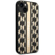 Karl Lagerfeld iPhone 14 Plus - Monogram Stripe Σκληρή Θήκη με Επένδυση Συνθετικού Δέρματος και Πλαίσιο Σιλικόνης - Brown - KLHCP14MPGKLSKW