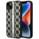 Karl Lagerfeld iPhone 14 Plus - Monogram Stripe Σκληρή Θήκη με Επένδυση Συνθετικού Δέρματος και Πλαίσιο Σιλικόνης - Grey - KLHCP14MPGKLSKG