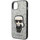Karl Lagerfeld iPhone 14 Plus - Glitter Flakes Ikonik Σκληρή Θήκη με Πλαίσιο Σιλικόνης - Silver - KLHCP14MGFKPG