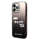 Karl Lagerfeld iPhone 14 Pro - Gradient Ikonik Karl and Choupette Σκληρή Θήκη με Πλαίσιο Σιλικόνης - Black - KLHCP14LTGKCK