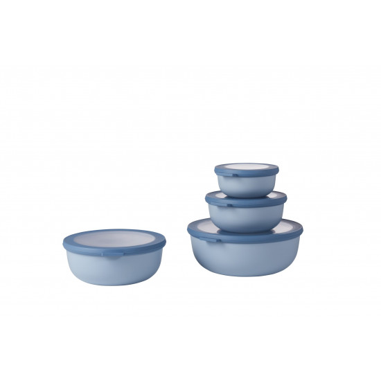 Mepal Cirqula Round Σετ με 4 BPA Free Δοχεία Αποθήκευσης Φαγητού - 350 ml - 750 ml - 1250 ml - 2250 ml - Nordic Blue