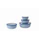 Mepal Cirqula Round Σετ με 4 BPA Free Δοχεία Αποθήκευσης Φαγητού - 350 ml - 750 ml - 1250 ml - 2250 ml - Nordic Blue