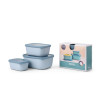 Mepal Cirqula Rectangular Σετ με 3 BPA Free Δοχεία Αποθήκευσης Φαγητού - 750 ml - 1500 ml - 3000 ml - Nordic Blue