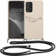 Kalibri Samsung Galaxy A52 / A52 5G / A52s 5G Θήκη Σιλικόνης TPU με Λουράκι - Design Whale One Line - Black / Cream - 58593.02