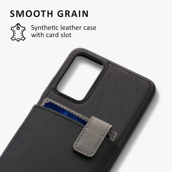 Kalibri Xiaomi Redmi Note 11 Pro / Note 11 Pro 5G Σκληρή Θήκη με Επένδυση Συνθετικού Δέρματος και Αποσπώμενη Υποδοχή για Κάρτα - Black / Light Grey - 59170.01