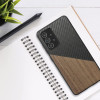 KW Samsung Galaxy A52 / A52 5G / A52s 5G Θήκη από Φυσικό Ξύλο και Carbon - Dark Brown / Black - 58667.01