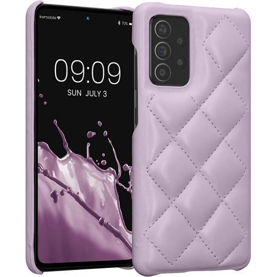 KW Samsung Galaxy A52 / A52 5G / A52s 5G Θήκη με Επένδυση Συνθετικού Δέρματος - Quilted Pattern - Pastel Lavender - 59481.108