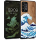KW Samsung Galaxy A52 / A52 5G / A52s 5G Θήκη από Φυσικό Ξύλο - Design Wood Japanese Wave Blue - White / Brown - 54354.12