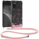 KW Xiaomi Redmi Note 10 Pro Θήκη Σιλικόνης TPU με Λουράκι Design Cherry Blossom Petals - Pink / Dark Brown  - Διάφανη - 56529.03