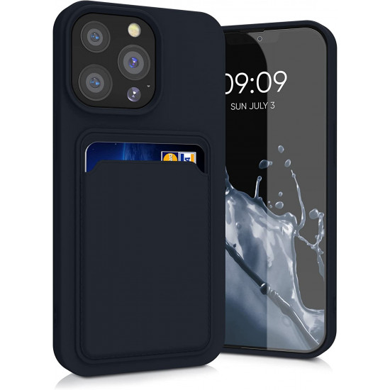 KW iPhone 13 Pro Θήκη Σιλικόνης TPU με Υποδοχή για Κάρτα - Dark Blue - 55969.17