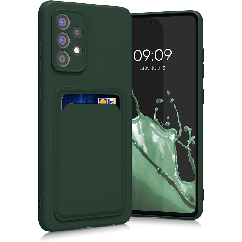 KW Samsung Galaxy A52 / A52 5G / A52s 5G Θήκη Σιλικόνης TPU με Υποδοχή για Κάρτα - Dark Green - 55083.80