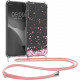 KW Samsung Galaxy A23 5G Θήκη Σιλικόνης TPU με Λουράκι Design Cherry Petals - Pink / Dark Brown / Διάφανη - 58231.03