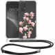 KW Samsung Galaxy A23 5G Θήκη Σιλικόνης TPU με Λουράκι Design Magnolias - Pink / White / Διάφανη - 58231.02