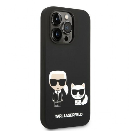 Karl Lagerfeld iPhone 14 Pro Max Liquid Silicone Karl and Choupette Θήκη Σιλικόνης με MagSafe - Black - KLHMP14XSSKCK