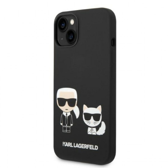 Karl Lagerfeld iPhone 14 Liquid Silicone Karl and Choupette Θήκη Σιλικόνης με MagSafe - Black - KLHMP14SSSKCK