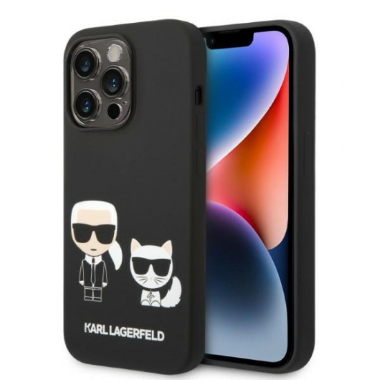 Karl Lagerfeld iPhone 14 Pro Liquid Silicone Karl and Choupette Θήκη Σιλικόνης με MagSafe - Black - KLHMP14LSSKCK