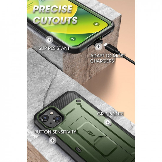 Supcase iPhone 14 Plus Unicorn Beetle Pro Σκληρή Θήκη με Προστασία Οθόνης και Stand - Green