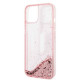 Karl Lagerfeld iPhone 14 - Liquid Glitter Big KL Σκληρή Θήκη με Πλαίσιο Σιλικόνης - Διάφανη / Pink - KLHCP14SLBKLCP